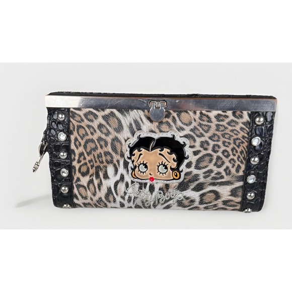 Betty Boop‎ Leopard Studded Wristlet Clutch Wallet - Picture 1 of 10